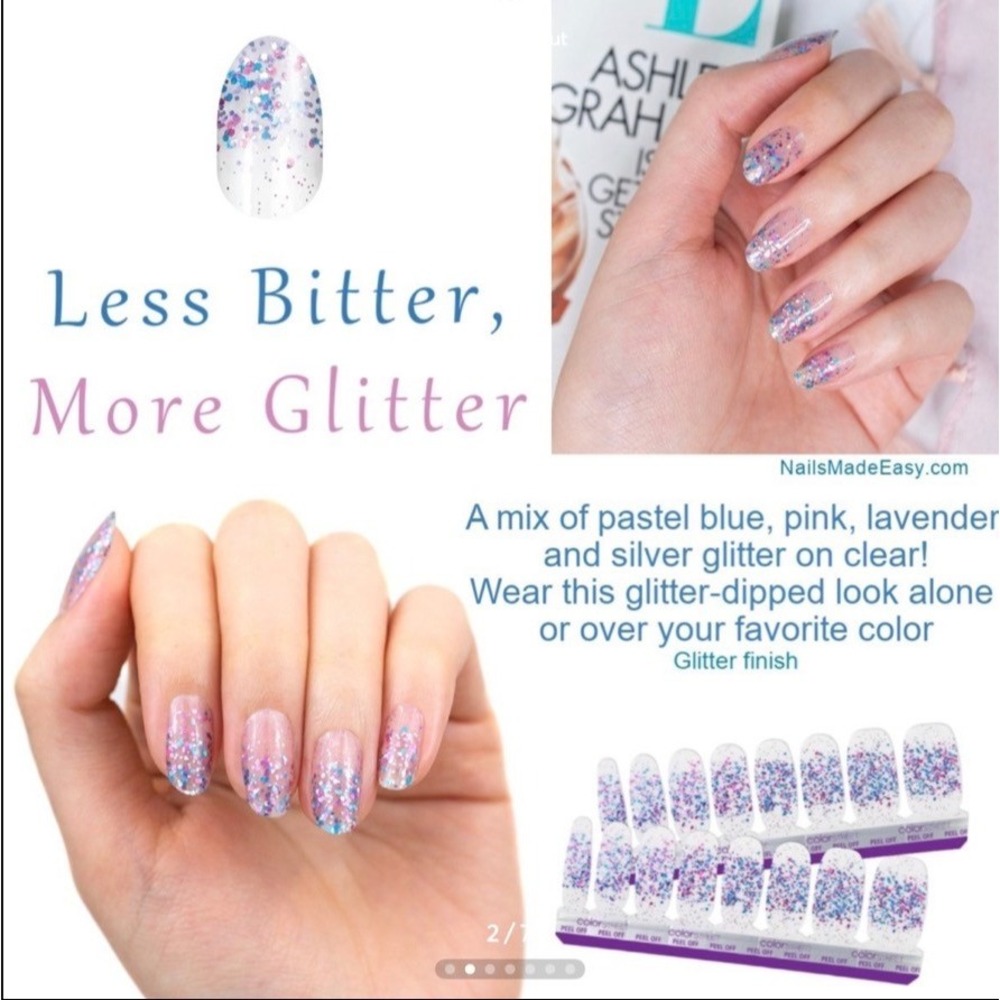 Color Street Nail Polish Strips Less‎ Bitter More Glitter Retired New